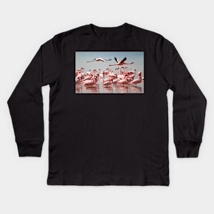 Lesser Flamingos Flypast #1 Kids Long Sleeve T-Shirt